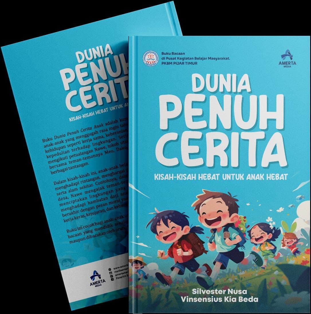 Sampul buku Dunia Penuh Cerita, buku bacaan PKBM Pijar Timur