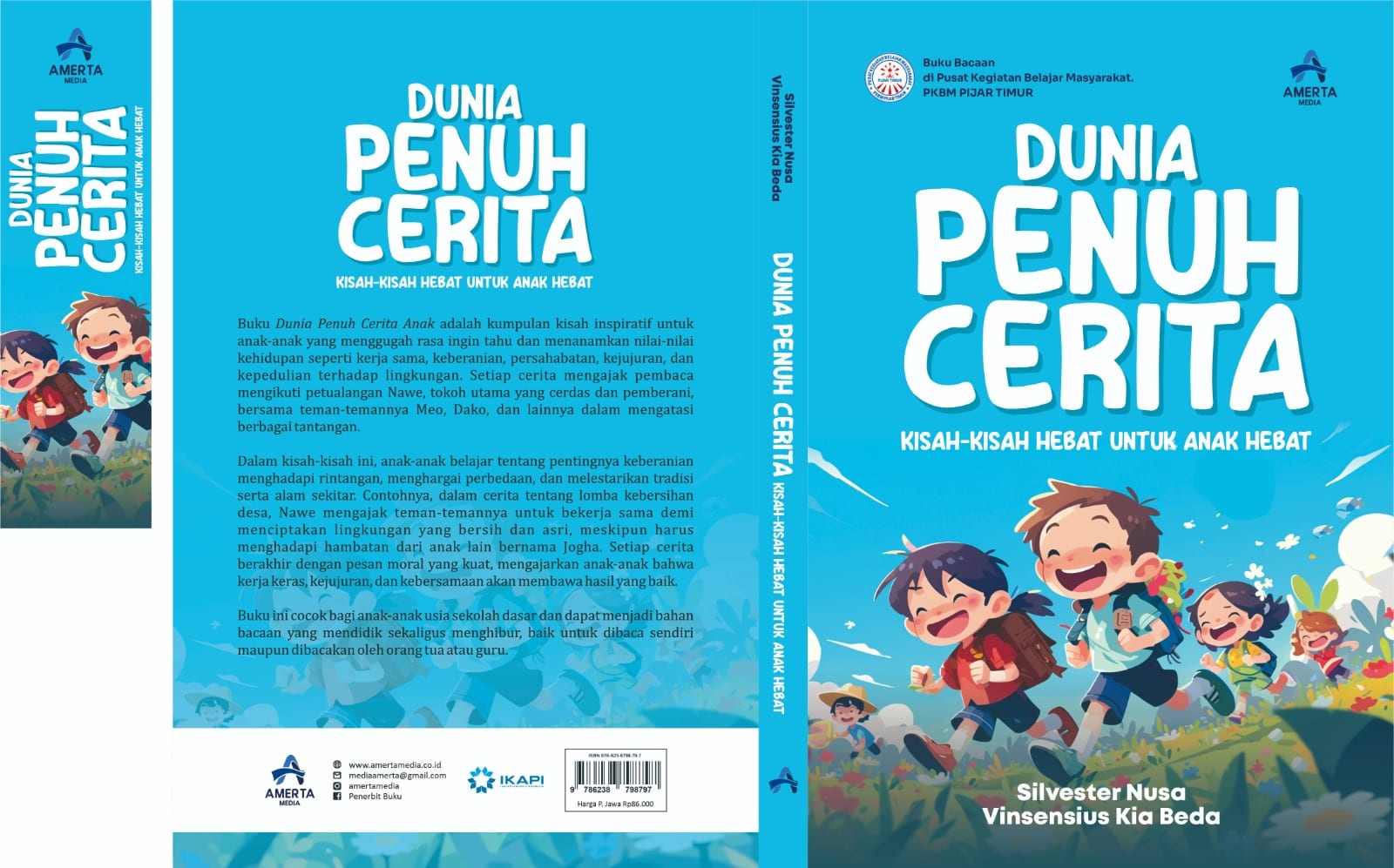 Sampul depan dan belakang buku Dunia Penuh Cerita